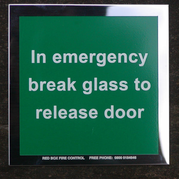 Break Glass To Release Door | Red Box Fire Control
