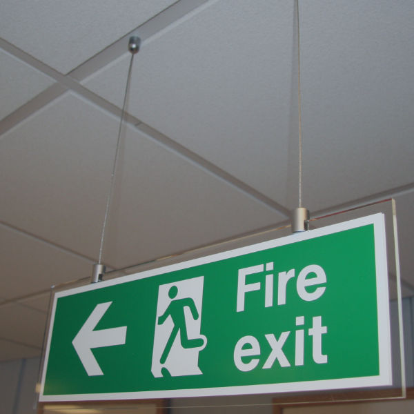 Hanging Fire Exit Sign | Red Box Fire Control